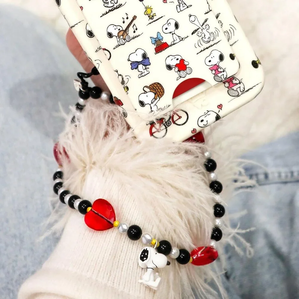 Phone Charm Wrist Strap Beaded Plastic Cord for All Phone Cases